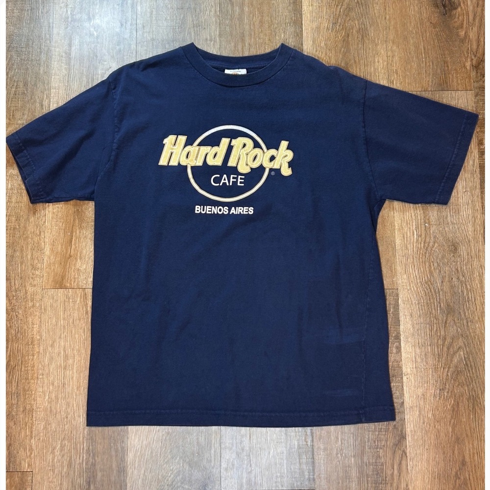 Hard Rock Cafe Buenos Aires Navy Graphic T-Shirt Large Mens Vintage Souvenir Tee